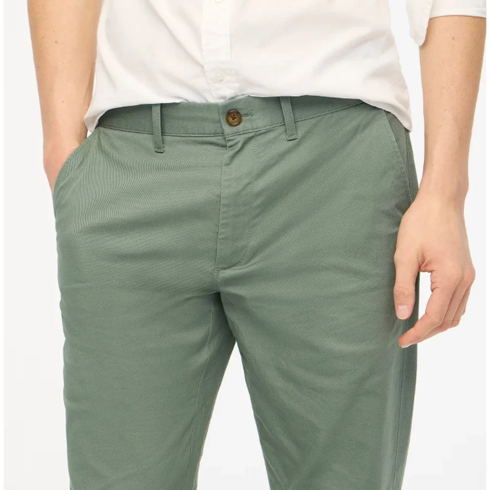 J.CREW Mens Slim-fit Flex Chino Pants Size 32x32 Green Flat Front GUC
